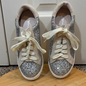 Women's Sparkling Silver and Cream Sneakers